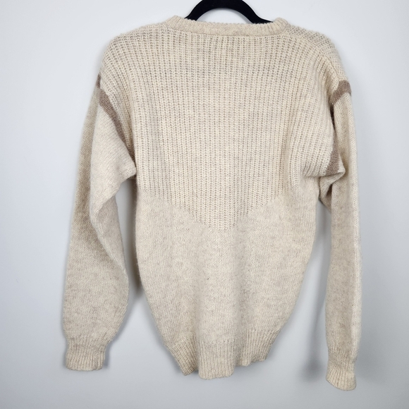 Y2K Bootlegger Wool Fisherman Fishermancore Cream Sweater Size M Cozycore Warm - Picture 4 of 14